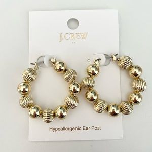 ❤️ J Crew Factory Gold Hoop Ornament Bead Earrings